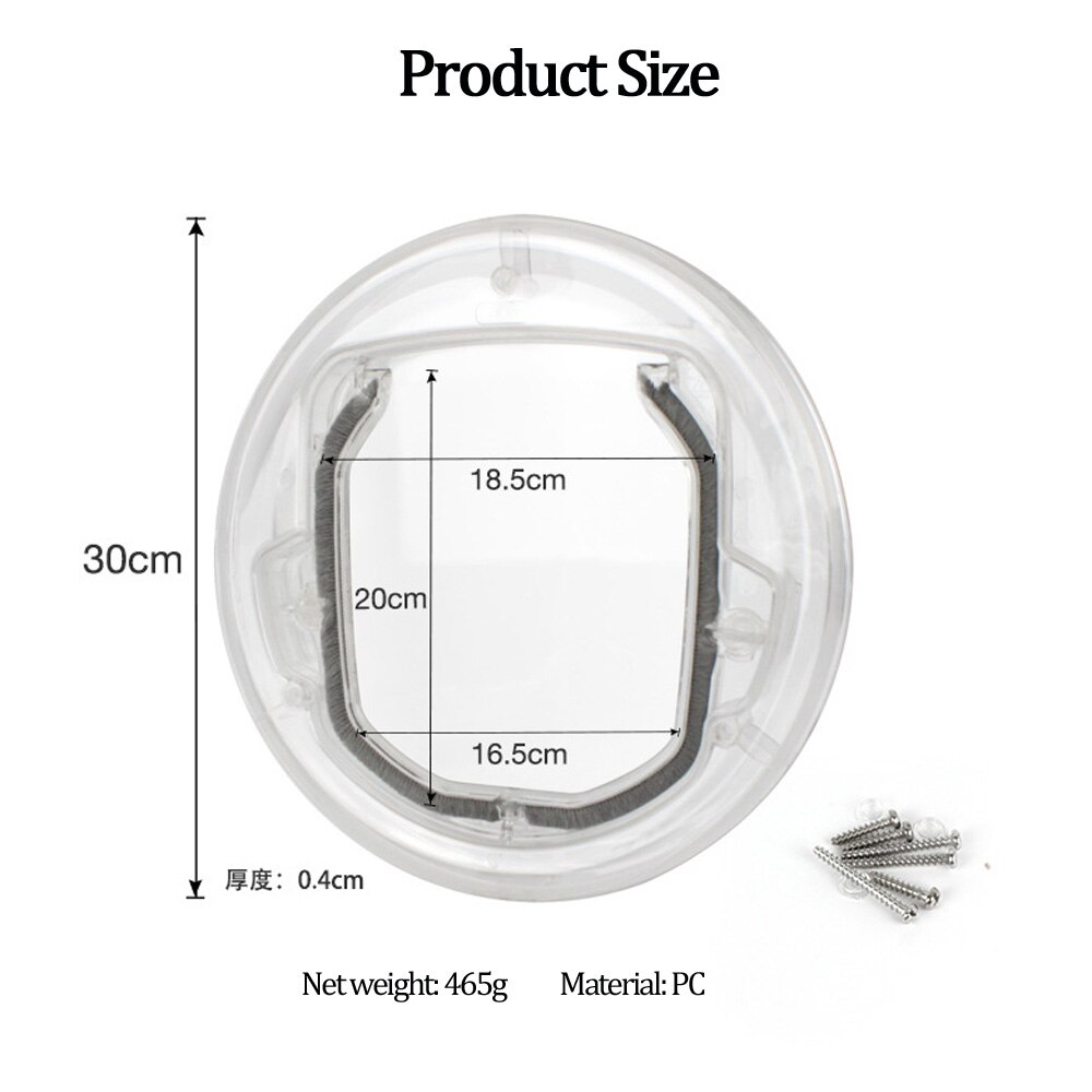 Puerta con solapa para perro para puerta de cristal, puerta con forma redonda para perro pequeño Gato, puerta transparente, puerta con cerradura para seguridad, entrada para mascota, agujero para cachorro