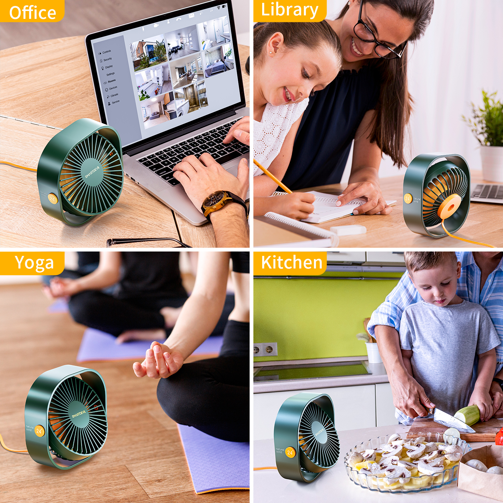 SmartDevil Small Personal USB Desk Fan,3 Speeds Portable Desktop Table Cooling Fan Quiet Operation for Home Office Car Outdoor