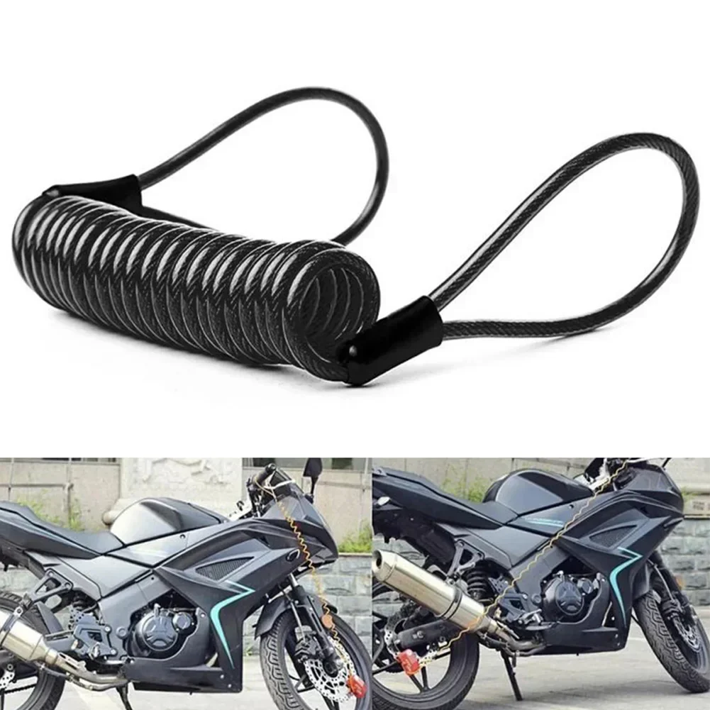 1 pz Casco Moto Blocco Freno A Disco Antifurto Primavera Promemoria Corda 120 cm 2 estremità Loop Cavo A Molla Per Motore Motore Esterno