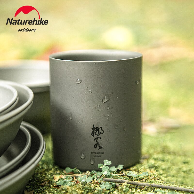 Naturehike Wintereik Dubbele Titanium Fles Outdoor Picknick Servies Draagbare Camping Ultra Licht Puur Titanium Cup