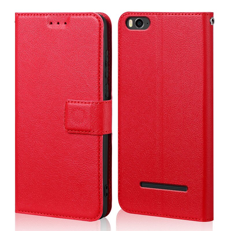 Coque For Xiaomi Mi4c Case Cover Capa for Xiaomi Mi4i flip Case Cover Fundas For Xiaomi Mi 4i Mi 4c Case Silicone leather phone: For Xiaomi Mi 4i / Red