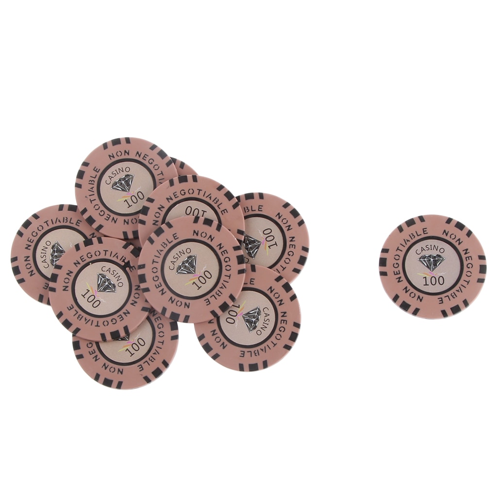 10Stck Glücksspiel Spiel Spaß Spielen Kasino Poker Chips Wert 100 Licht Braun Token