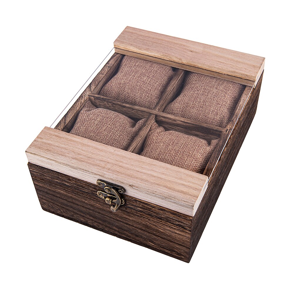 Versieren Hout Horloge Display Box 4 Slot 8 Slots Pu Leather Vitrine Dozen Horloge Sieraden Organizer 6 Slot madera: without logo 4 slots