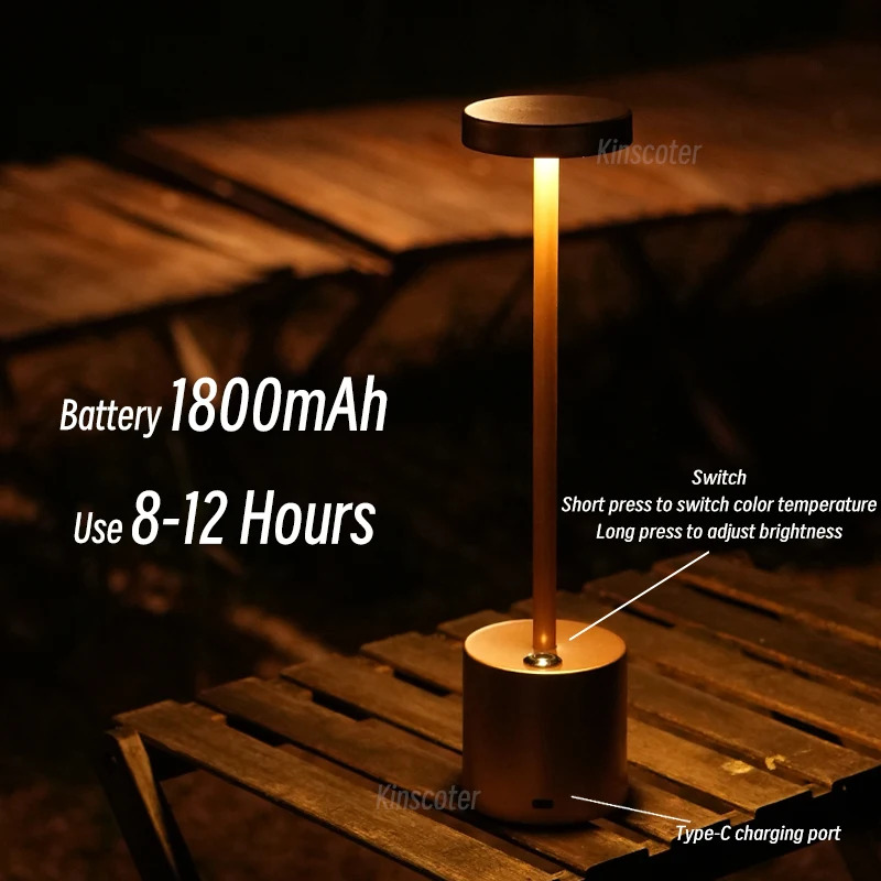 Tafellamp LED Touch Sensor Desktop Nachtlampje Oplaadbare Draadloze Leeslamp 3 Kleuren Verstelbaar Creatief Omgevingslicht
