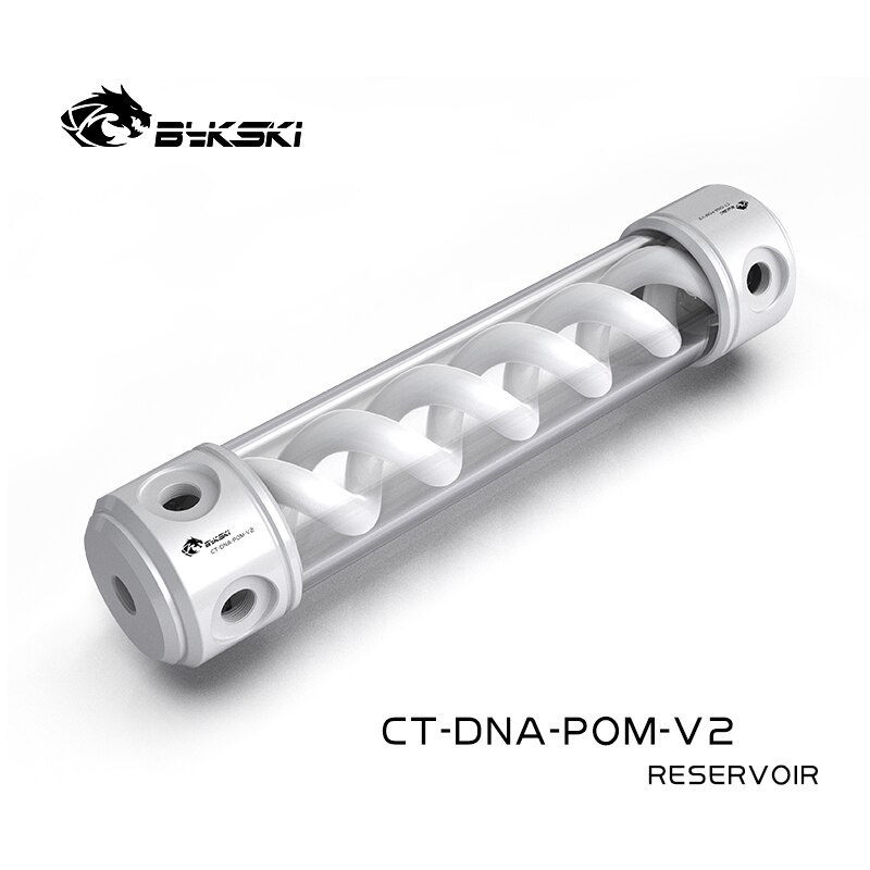 Bykski DNA Cylindrical Reservoir PC Water Cooling, T Virus Spiral White POM Water Tank RGB 12V/5V, 190/260mm 56mm, CT-DNA-POM-V2