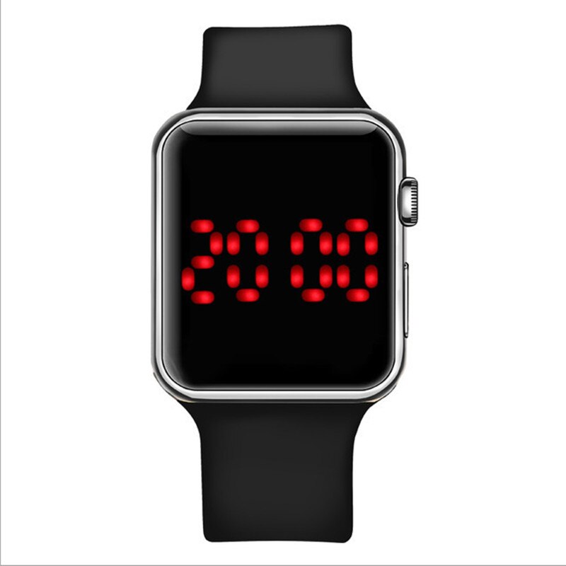 Femmes sport montres LED hommes montre numérique garçon ank fille Silicone montres horloges électroniques Hodinky numérique relogio: black white