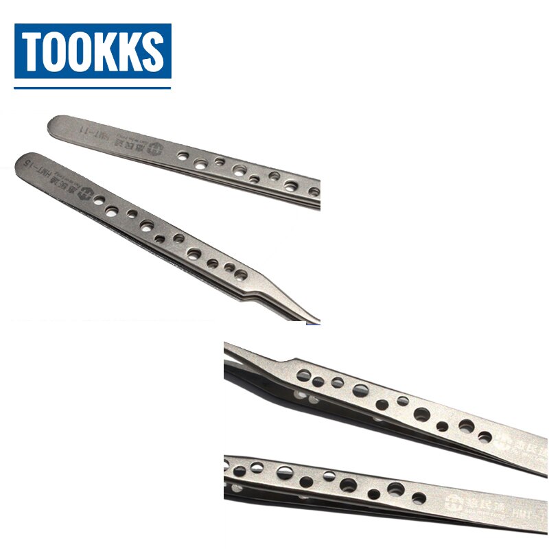 Precisie bga reballing pincet voor mobiele telefoonreparatie roestvrijstalen rechte pincet met koelgat