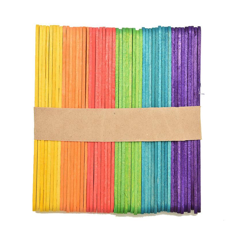 50Pcs/lot Wooden Popsicle Stick Kids Hand Crafts Art Ice Cream Lolly Cake DIY Making Funny Lollipop Popsicle Sticks: Default Title