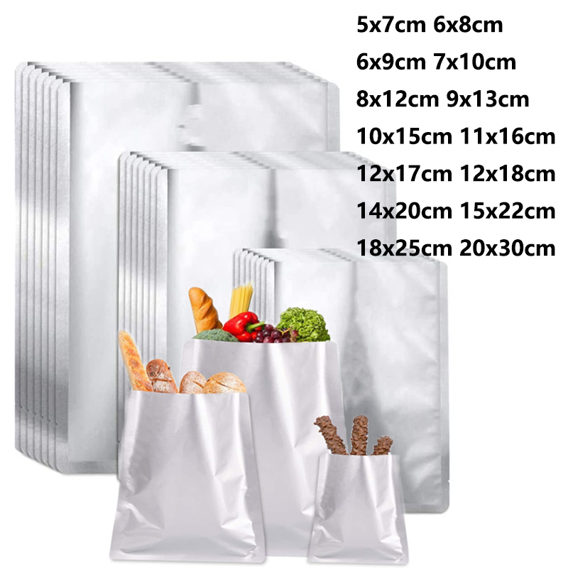 5-50pcs Silver Vacuum Sealer Aluminum Foil Mylar Bags Storage Pouches Home Kitchen Tools