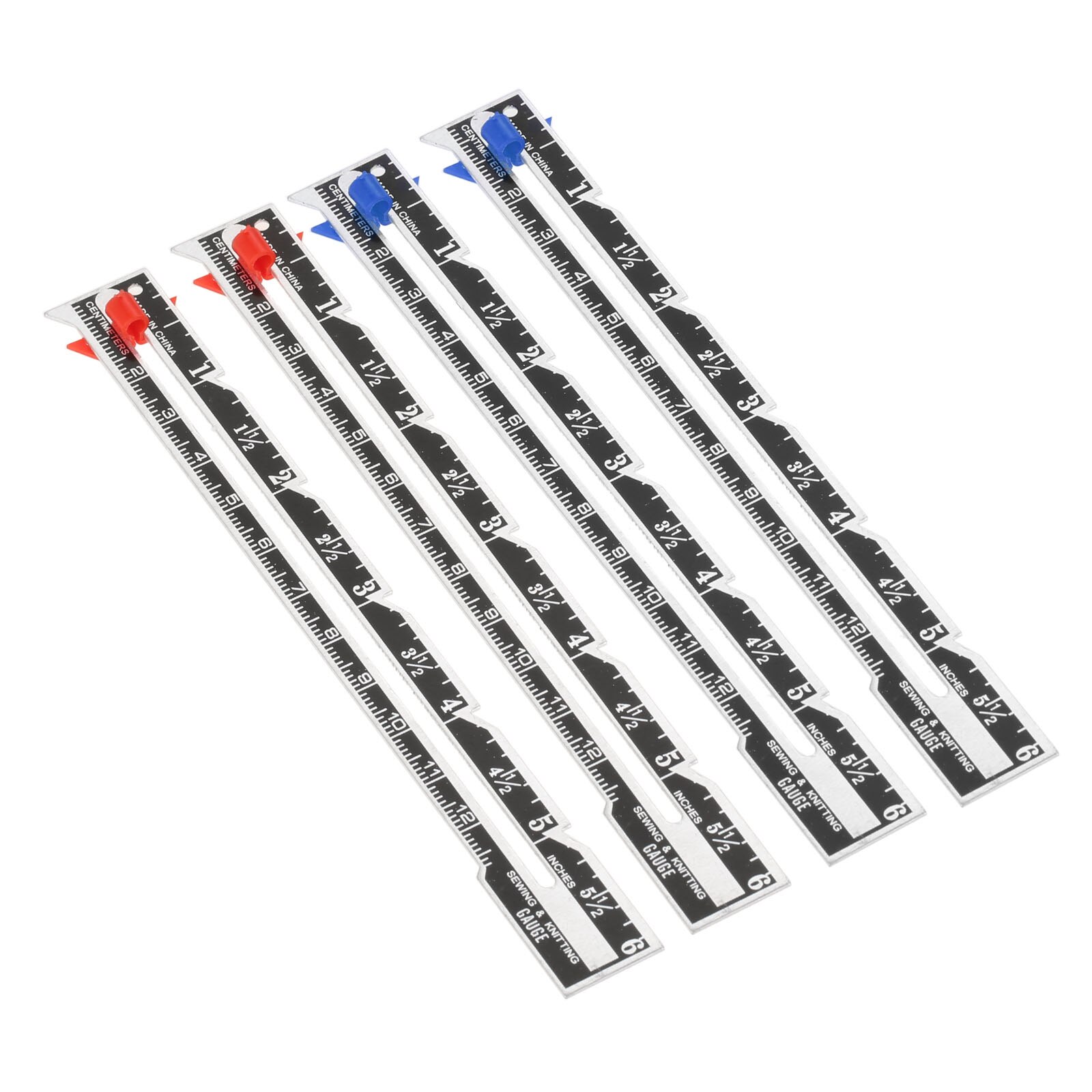 2pcs Sewing Gauge 15cm Seam Measure Tool Metal+Plastic Red/Blue Sliding Pointer Quilt Tailor Ruler Marking Spacing Hicello