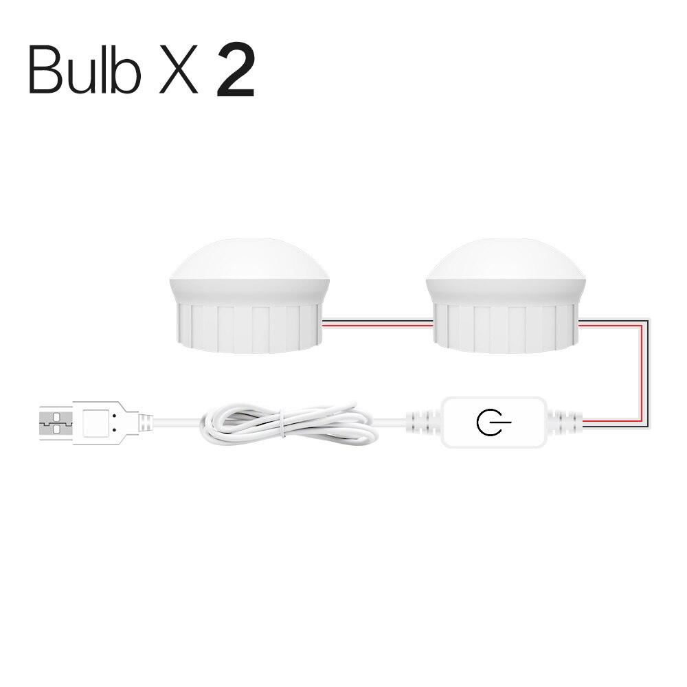 Led Vanity Light Makeup Mirror Light Bulb 12V LED USB Cable Powered Dressing Table Make Up mirror Lamp Decor Bathroom Wall lamp: Nature White 2 Bulbs