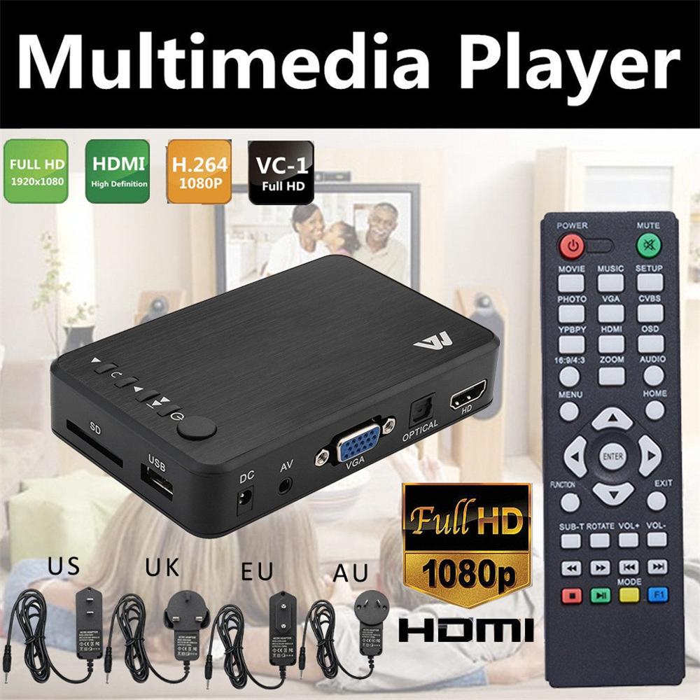 Lettore multimediale portatile Full HD lettore Video 1080P H.264 uscita AV/HDMI/VGA lettore multimediale HDD esterno USB per MKV RMVB