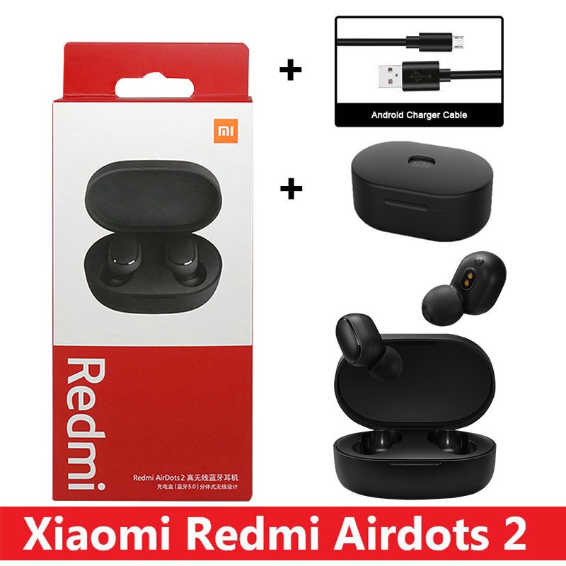 Xiaomi-auriculares inalámbricos Redmi AirDots 2, audífonos intrauditivos con Bluetooth 5,0, originales, nuevos: with Cable and Case