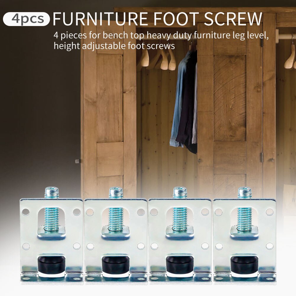 4pcs Heavy Duty Steel Protect Floor Anti Slip Adjustable Height Home Furniture Leg Leveler Foot Screws For Table Small Feet