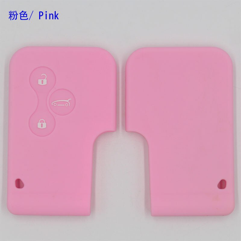 Funda de goma de silicona para llave de coche, para Renault Megane R.S. Scenic 3 botón tarjeta llave funda carcasa: Rosa
