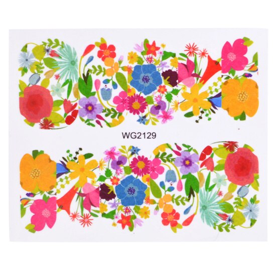 1pcs Bloem Bladeren Nail Sticker Decals Blossom Kleurrijke Slider Rose Water Volledige Wraps Nail Art Decoratie Bloemen Op Nagels CHWG: WG2129