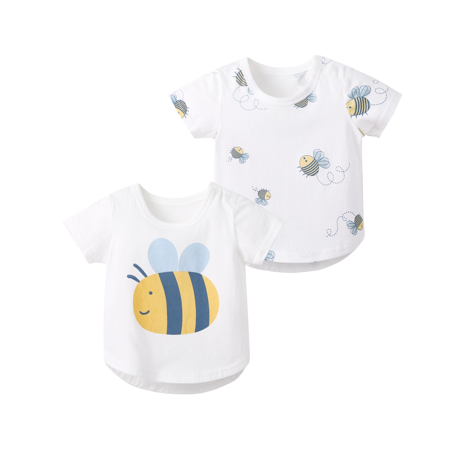 Pureborn 2-Pack Pasgeboren Unisex Baby Tees Cartoon Bijen Baby Jongen Meisje T-shirts Katoen Korte Mouw Tops Kleding Zomer kleding: 2 Pack Tees / 12-18 Months