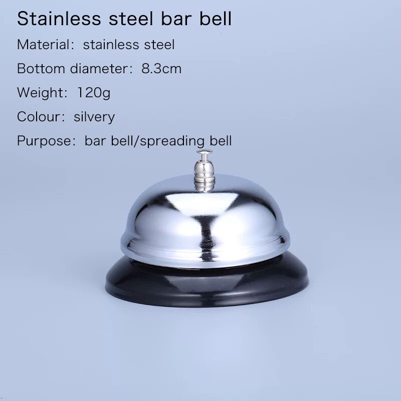 Bar soul bar ringer bell service kit reminder food grade 304 rustfrit stål call bell køkkenudstyr bar værktøj: Sølvfarvet klokke