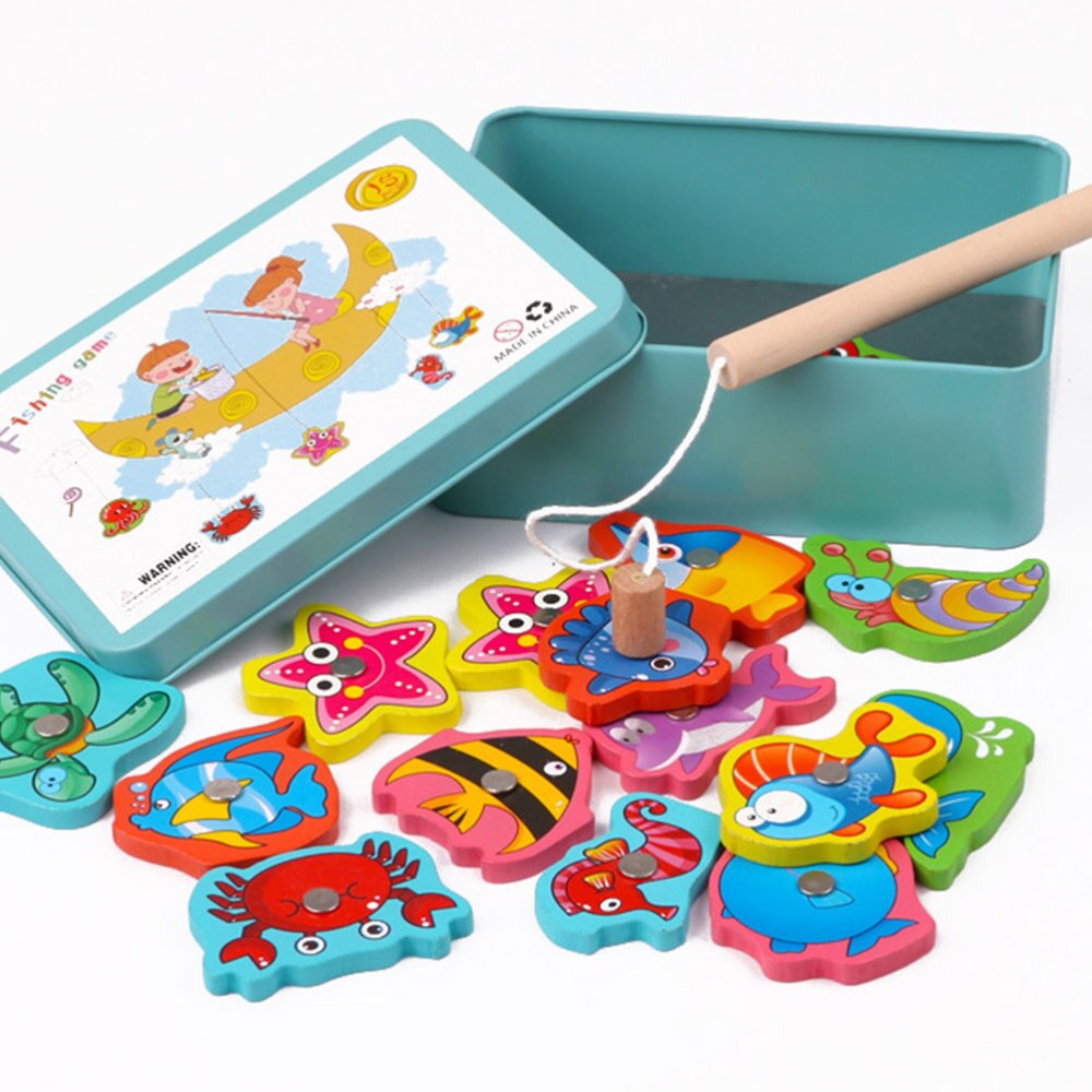 1 Set Fishing Game Playset Delicate Portable Charming Bath Toy Magnetic Fishing Game Educational Plaything for Birthday Gam