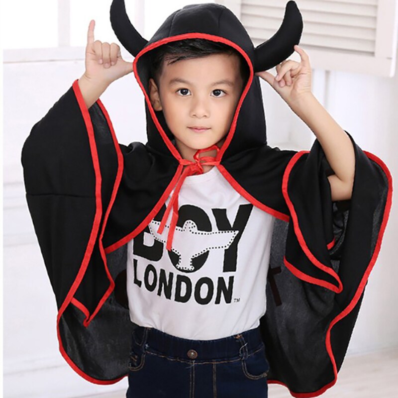 1 Pc Kids Halloween Party Kit Hat Cloak Cape Robe Childs Hooded Cape Dress Costume Cosplay Halloween party