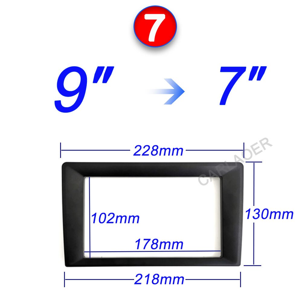 Marco de 9 pulgadas 10 pulgadas a 7 pulgadas marco 2 DIN compatible con todos los modelos de coche, consola central, sistema de radio Android: 9 to 7