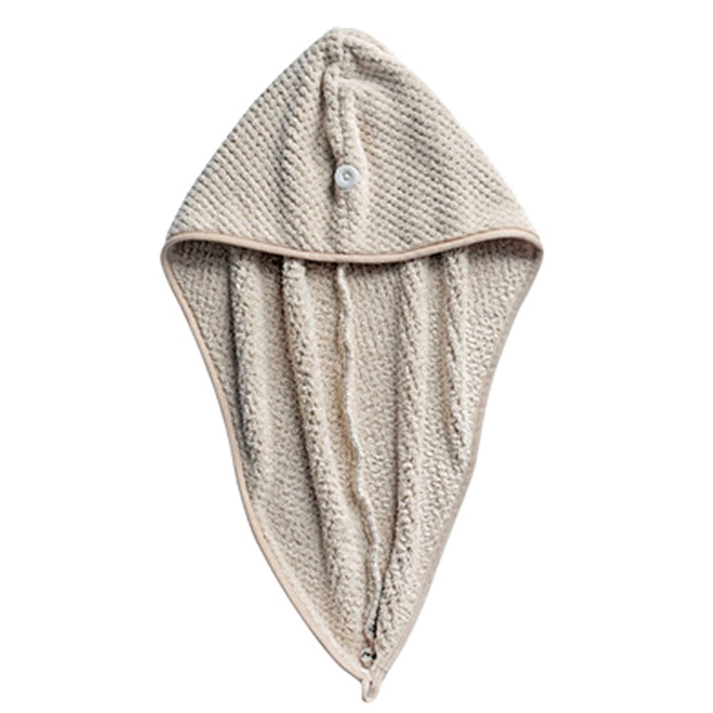 Nyligt mikrofiberhåndklæde hårtørrer håndklæder hurtig magisk tør hathætte twist hovedhåndklæde med knap: Grå