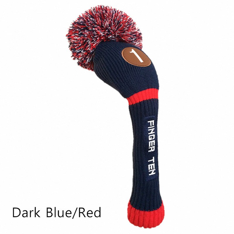Golf Head Cover Diver No.1 Wol Gebreide Iron Club Headcovers Breien Hout Pom Pom Covers Wollige Pack 4 Kleuren 1 pc: Dark Blue-Red