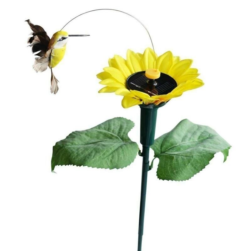 1pcs Solar Hummingbird Simulation Sunflower Butterfly Plant Hummingbird Decor Potted Solar Hummingbird Yard Ornaments For G F9S6