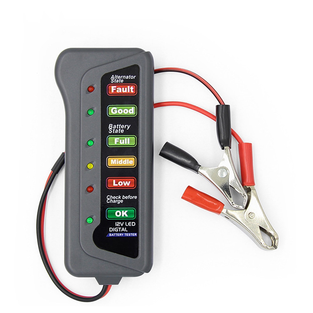 Mini 12V Auto Batterij Tester Digitale Dynamo Tester 6 Led Verlichting Display Car Auto Diagnostic Tool Voor Auto Voertuig motorfiets