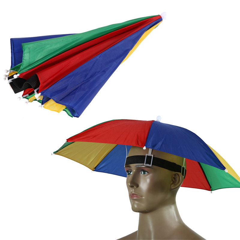 55/65cm Portable Outdoor Umbrella Hat Cap Folding Women Men Umbrella Fishing Hiking Golf Beach Headwear Handsfree Umbrella: Multi