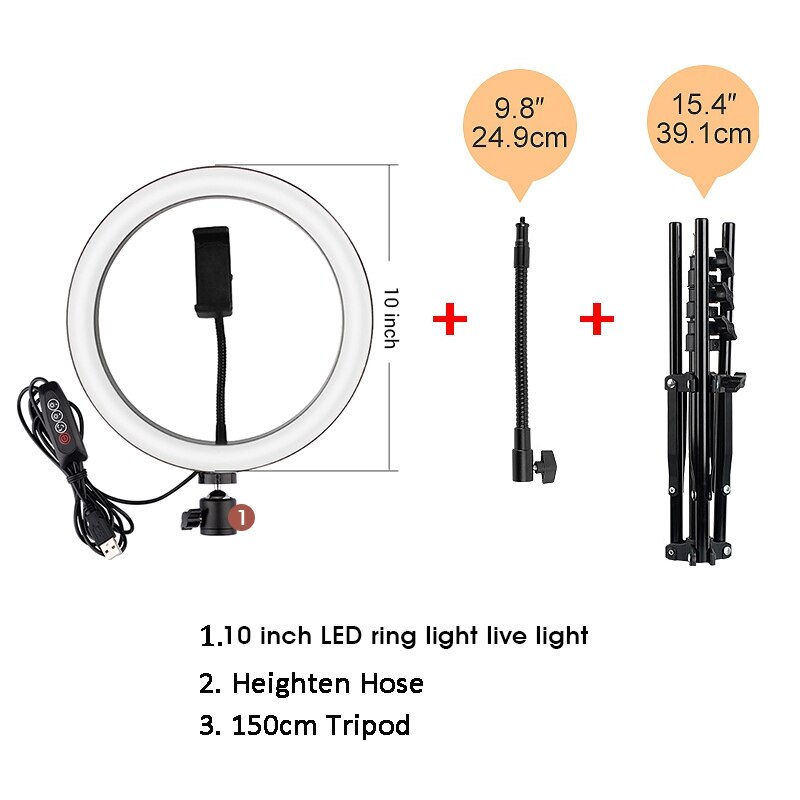 Luce Video Con Il Basamento Della Luce 10 6 pollici HA CONDOTTO LA Lampada Anello di Presa USB Fotografiche Anello Kit di Illuminazione Per il Live In Studio smartphone di Trucco: Cielo Blu