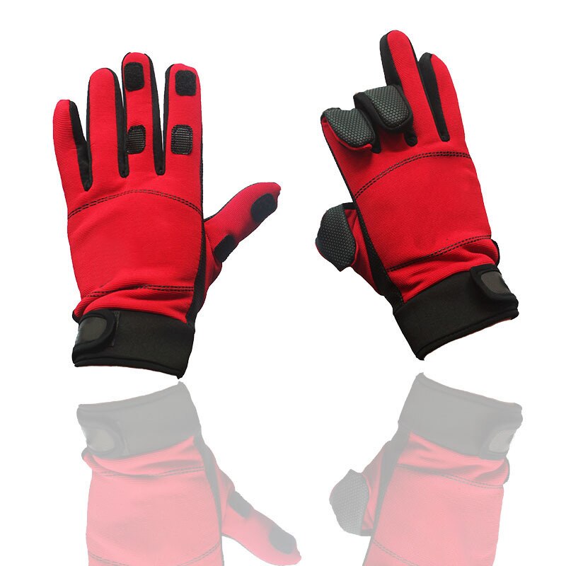 Vissen Handschoenen Anti-Slip 3 Cut Vinger Volledige Vinger Fietsen Wandelen Camping Rijden Handschoenen Voor Mannen Vrouwen Winter Warm wetsuit Stof