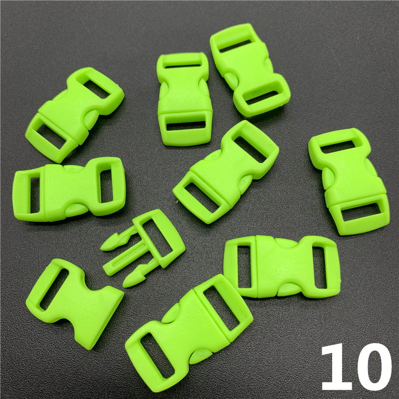 10 sztuk/partia 10mm boczne zwolnienie klamra zakrzywione spadochron 550 bransoletka Paracord dla obroża pasek taśmy odkryty obóz: 10