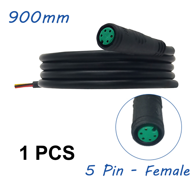 Julet wodoodporny kabel 2/3/4/5/6 Pin 900mm przewód konwersji elektryczny przedłużacz kabla Ebike do wyświetlacza Ebikes: 5Pin Female 1pcs