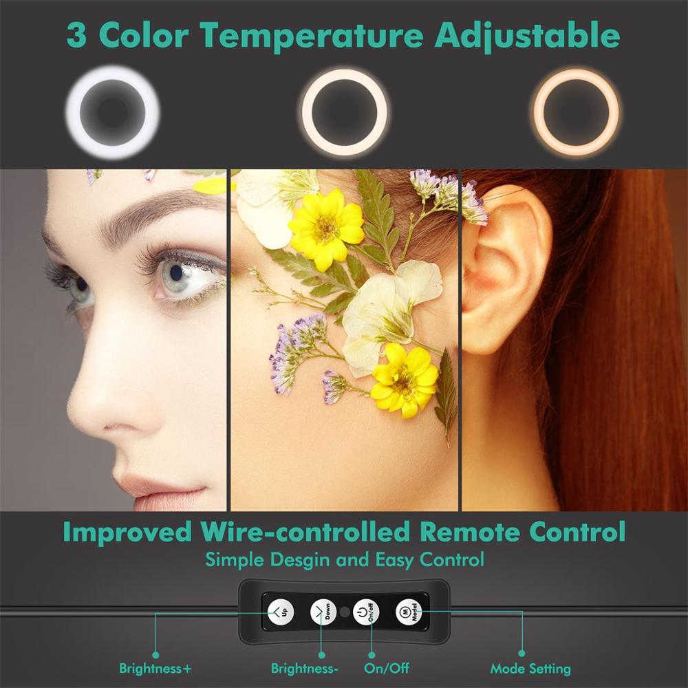 Dimbare Led Selfie Ring Licht Met Statief Voor Mobiele Telefoon Studio Usb Selfie Licht Ring Lamp Grote Fotografie Ringlicht Fs