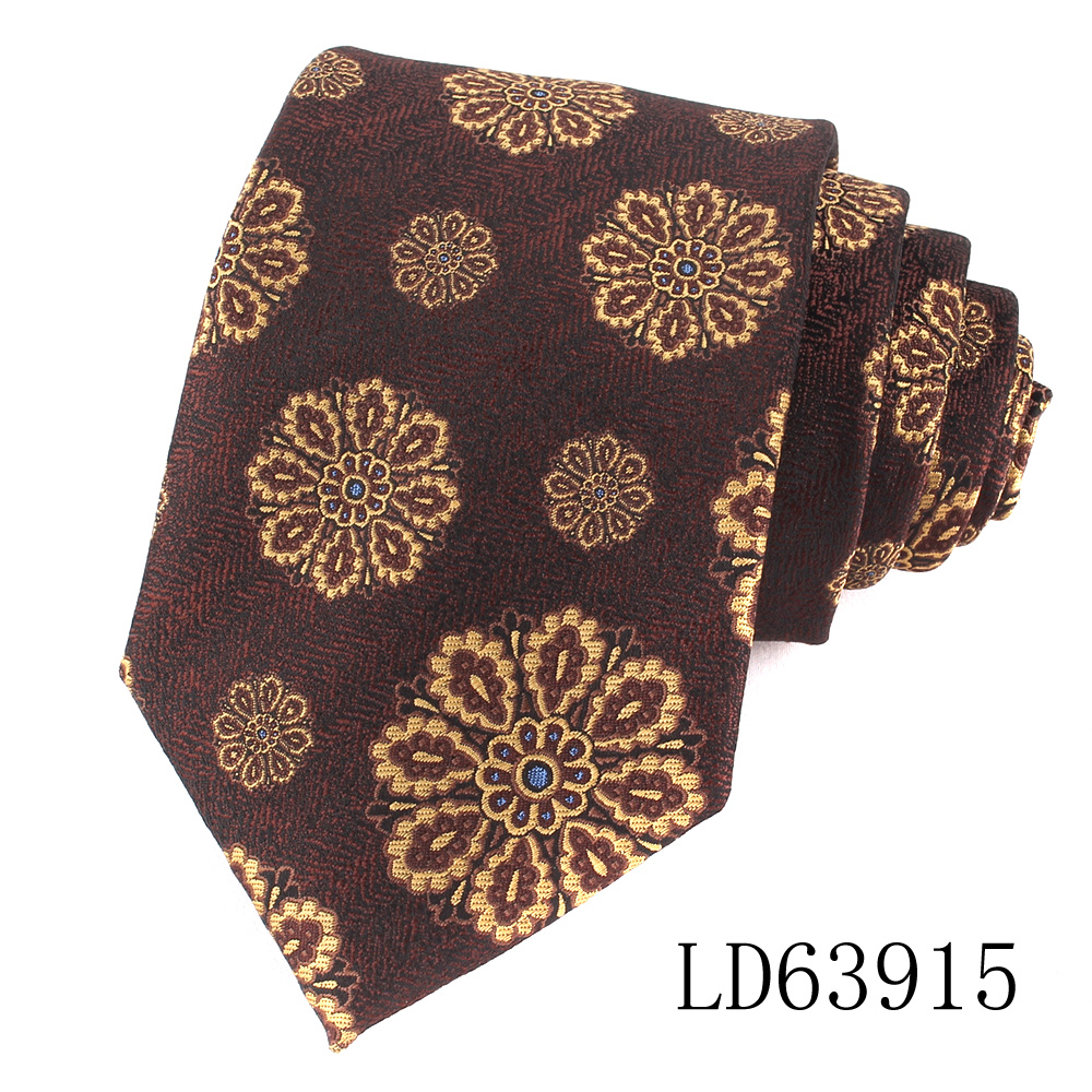 Maillard Coffee Color Ties For Men Women Floral Stripe Neck Tie For Wedding Business Classic Brown Color Neckties Men's Neck Tie: Beige