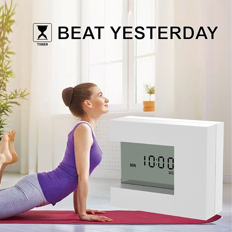 Bureau En Tafel Lcd Klokken Kalender Wekker Digitale Horloge Wit Met Home Thermometer &amp; Count Down Timer Battery Operated