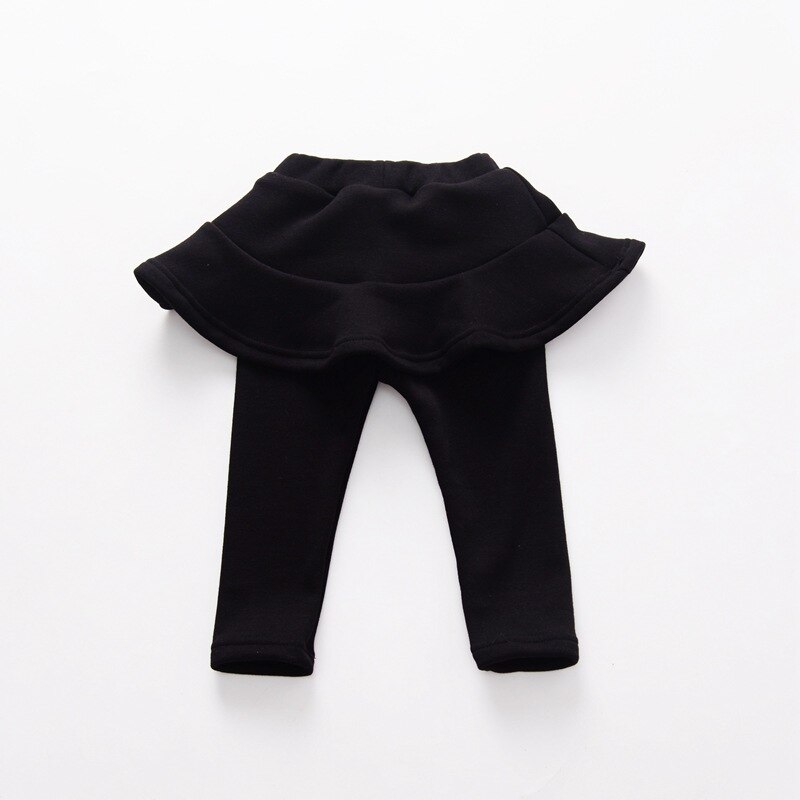 Barn sammetsleggings flickbyxor ren färg byxor småbarn tjejkläder nyfödd småbarn koreanska höst vinterkläder: Svart / 110-120cm höjd