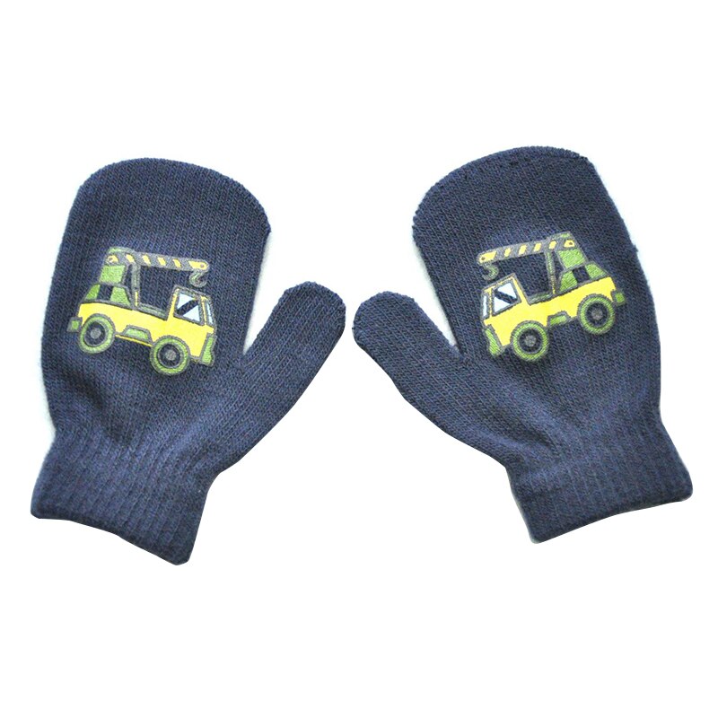 Crianças inverno quente luvas for1-5years meninos e meninas venda quente bonito pequeno caminhão de construção padrão criança macio malha luvas: T3