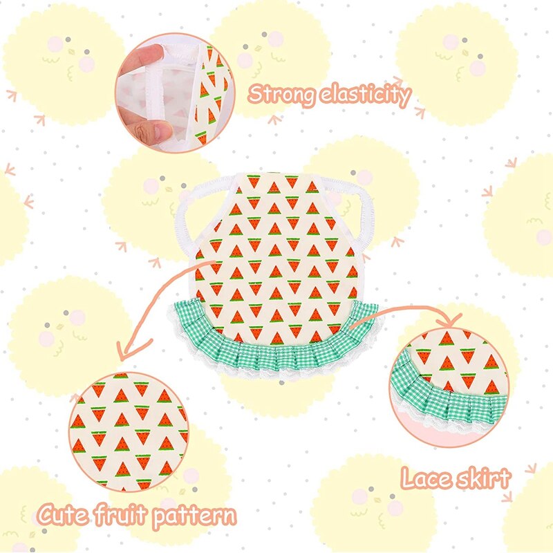 6 Pack Chicken Saddle for Hens-Fruit Pattern Summer Standard Chicken Saddle with Elastic Straps Feather Fixer