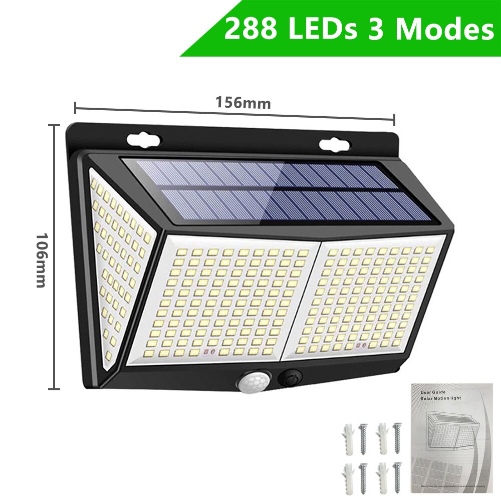 Waterdichte 128/268 Led Solar Lamp Motion Sensor Zonne-energie Lichten Outdoor Security Verlichting Voor Veranda/Tuin/Straat/wandlamp: New Upgrade 1