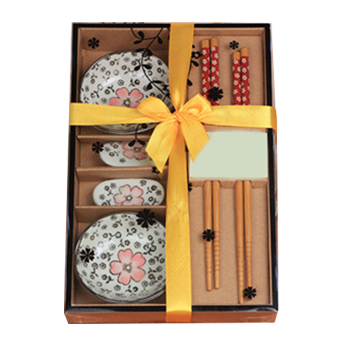 Japanese tableware set Ceramics Sushi Saucer Set for Two in Box Green