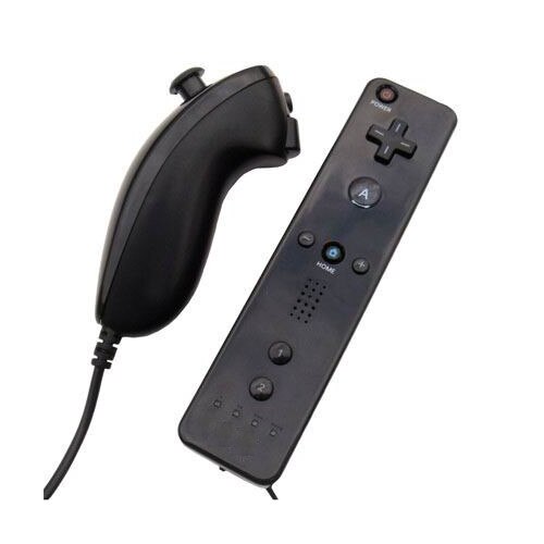 Zwart Motion Sensor Afstandsbediening + Wired Nunchuck Combo voor Nintendo Wii Console