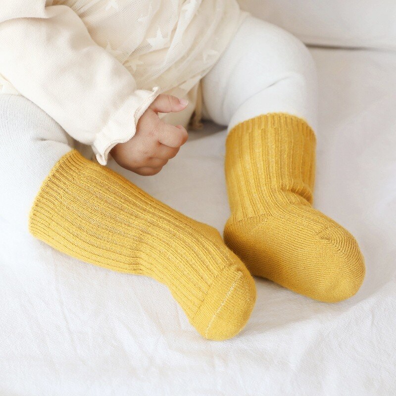 Épaissir bébé enfants chaussettes automne hiver coton rayé chaussettes enfant en bas âge garçon filles plancher chaussettes enfants vêtements accessoires