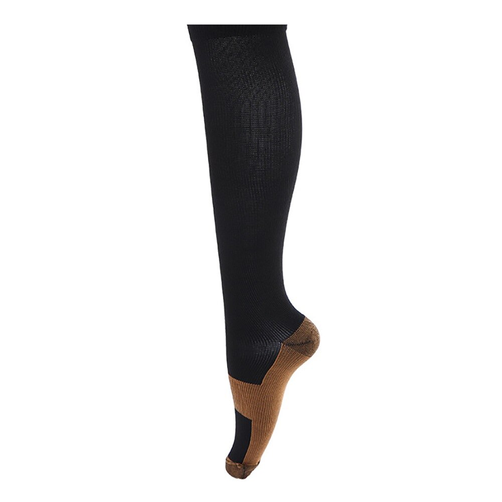 Men Women Copper Fiber Long Socks Compression Pressure Stockings Outdoor Sports Running Socks 15-20mmHg: B / L/XL