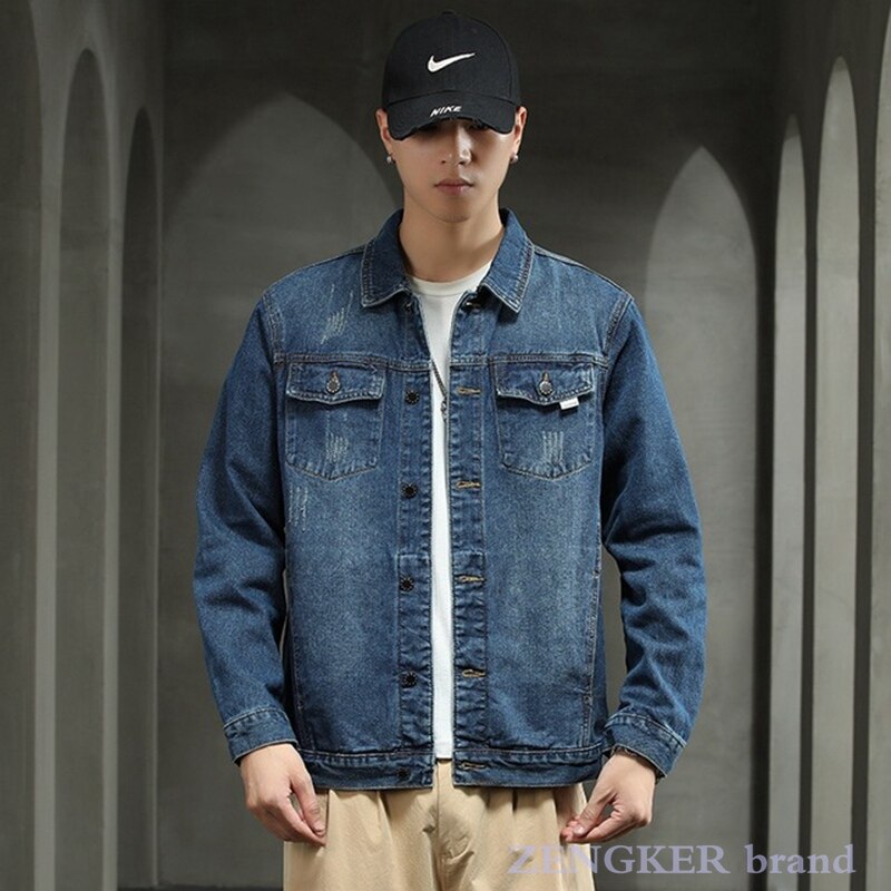 autumn denim jacket for men code loose jackets 7XL 6XL large size boy cowboy clothes men clothing: Blue / 7XL