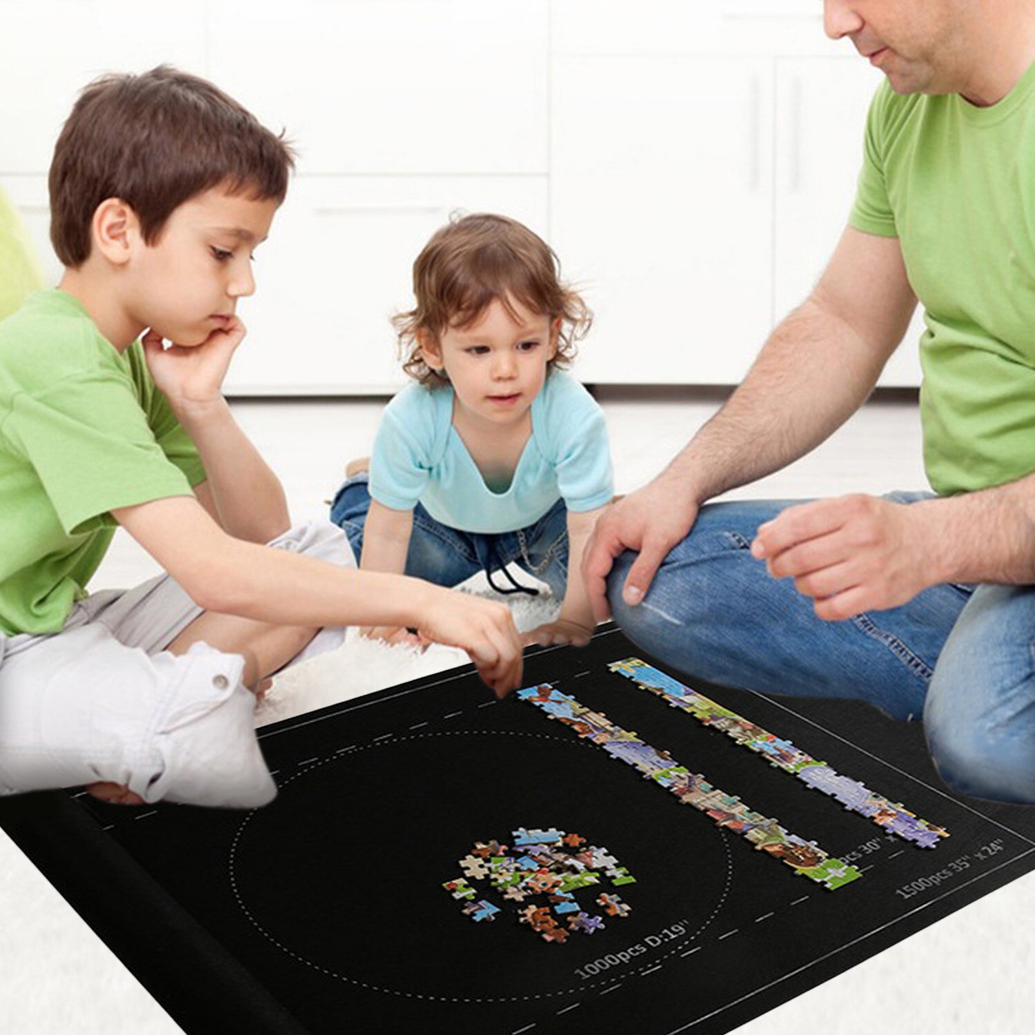 Besegad Inflatable Puzzles Jigsaw Roll Saver Roll Felt Mat Playmat with Tube Pump Storage Bag for 500-2000 Pieces Accessories