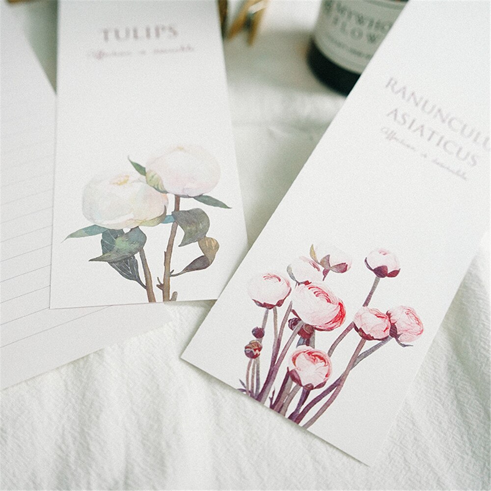 6pcs/pack Fresh Flower Sweet Translucent Envelopes Wedding Invitation Card Paper Handmade Greeting Card Letter Writing Set