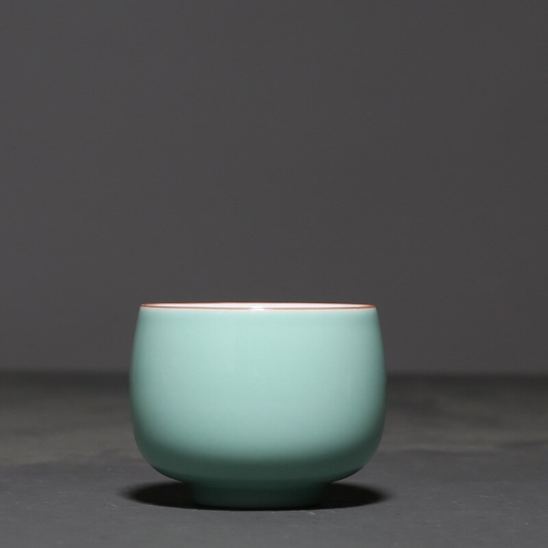 Taza de degustación de cerámica de Color sólido Simple, cuenco de té, juego de té de Kung Fu, taza de té para el hogar, taza maestra de agua, 95ml: Green