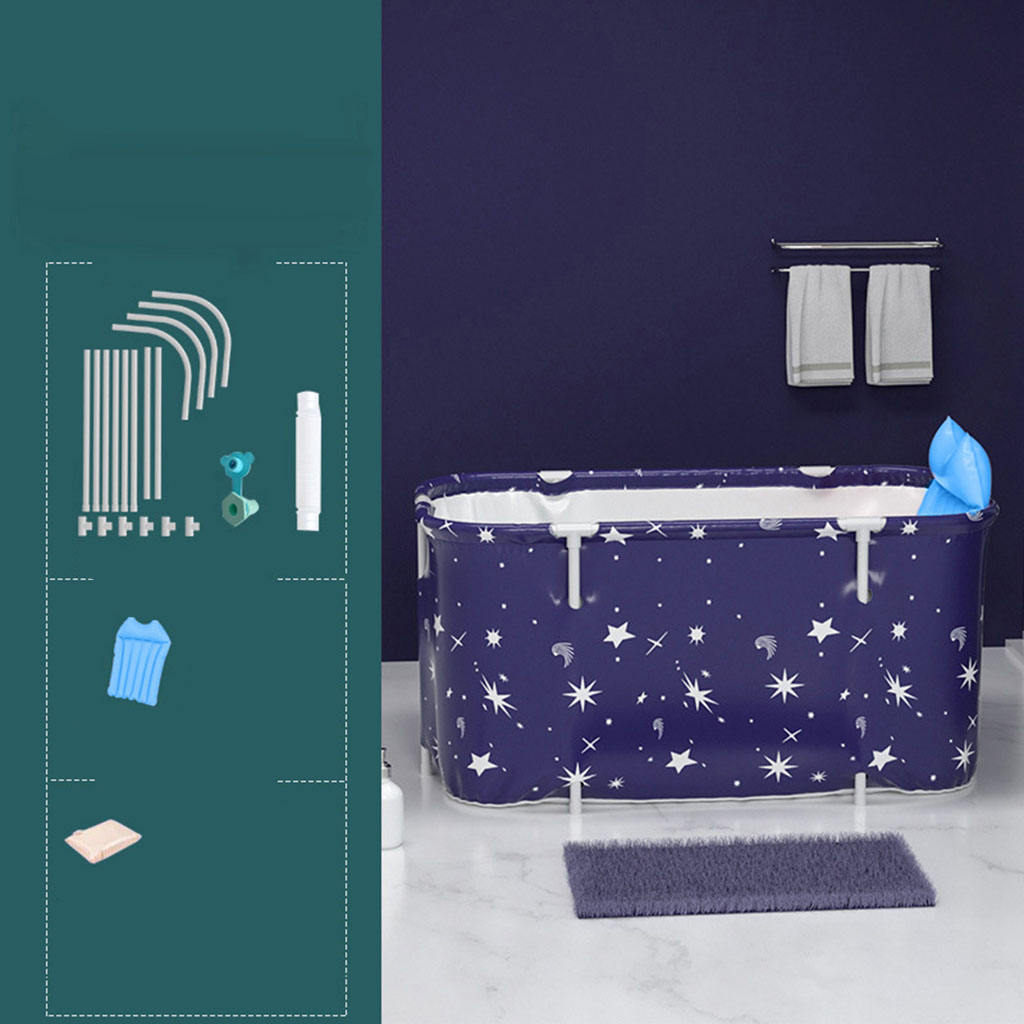 Vouwen Bad 360-Graden Isolatie Water Bad Draagbare Spa Bad Voor Badkamer Sauna Stoom Bloem Bad Inweken Volwassenen Baby: Starry Blue Length 